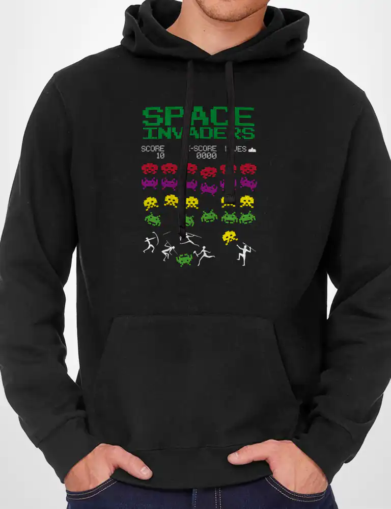 Sudadera Capucha Space Invaders Prehistoria