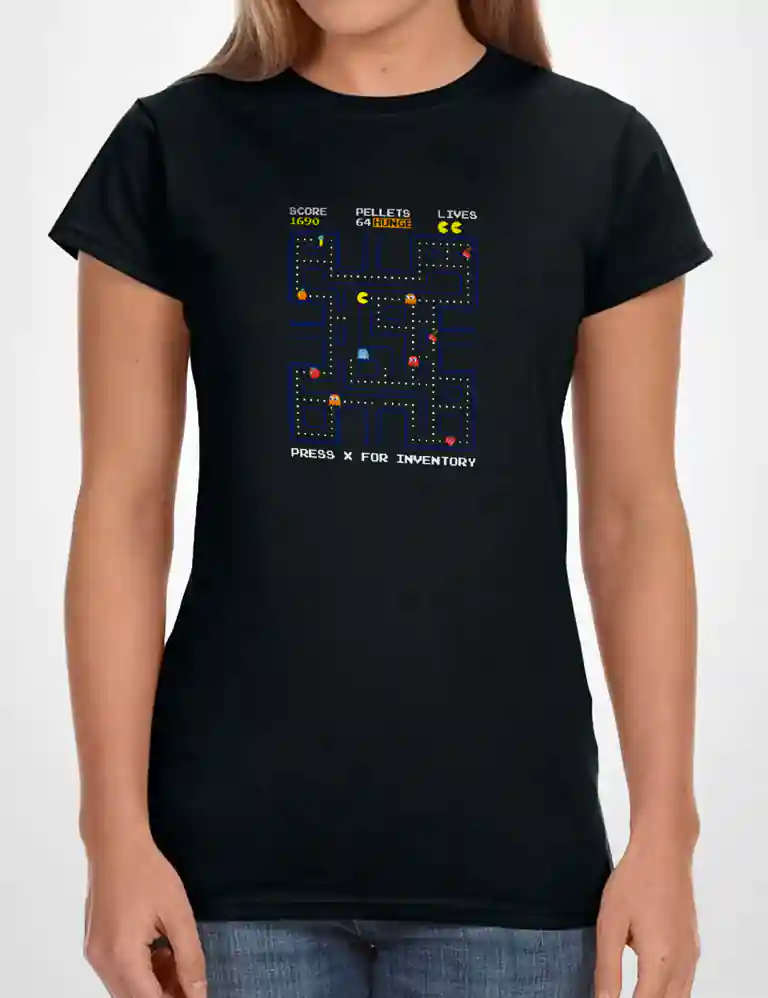 381 PACMAN2 CAMISETA CHICA NEGRO A