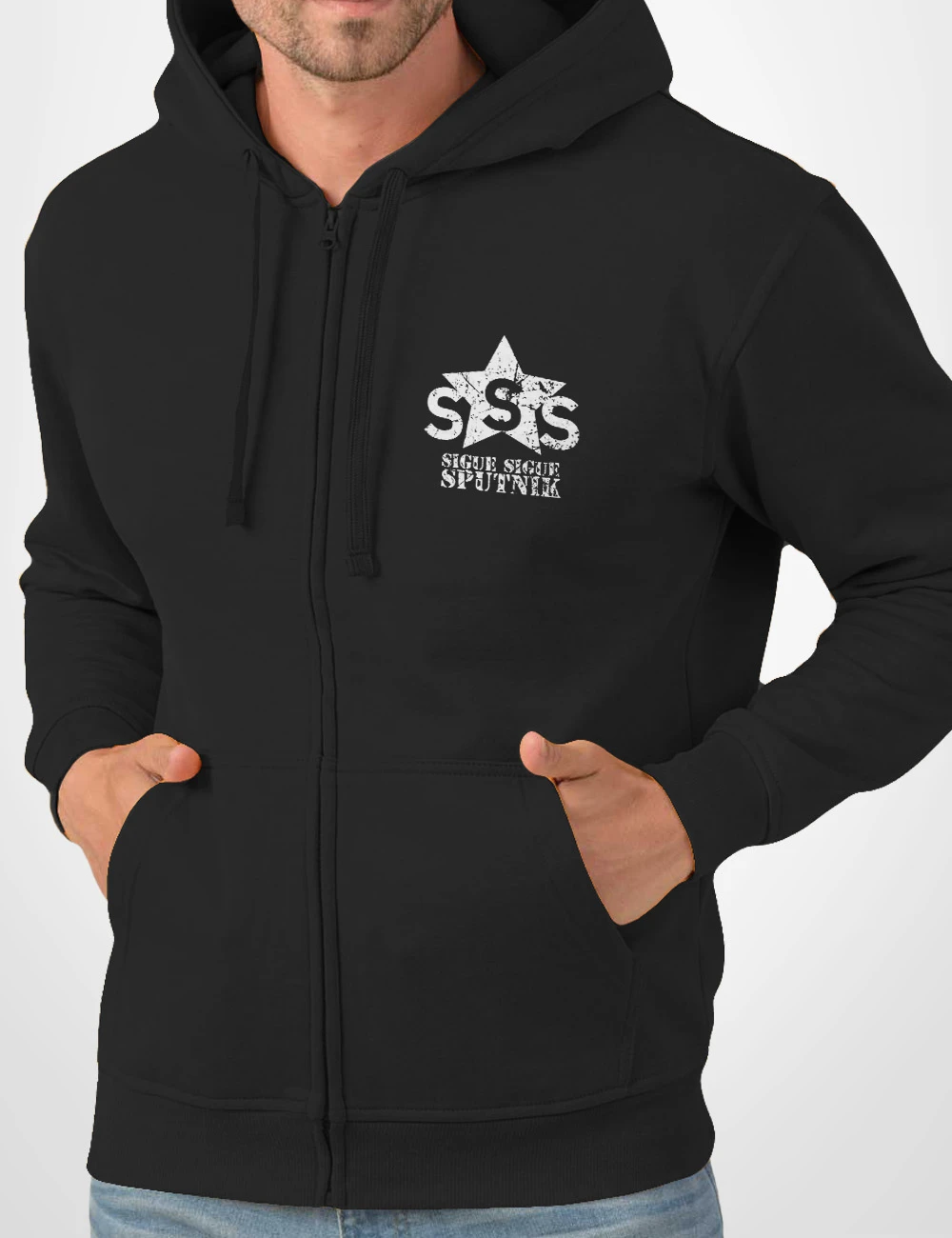 530 SIGUE SIGUE SPUTNIK SUDADERA CREMALLERA NEGRO FRONT A