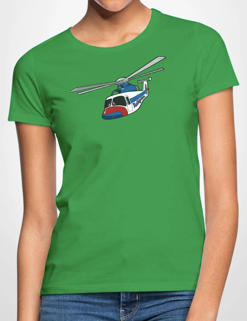 506 HELICOPTERO TULIPAN CAMISETA CHICA VERDE A