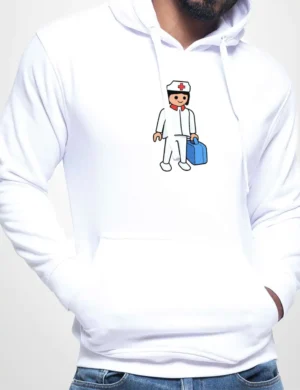 617 CLICK ENFERMERA SUDADERA CAPUCHA BLANCO A