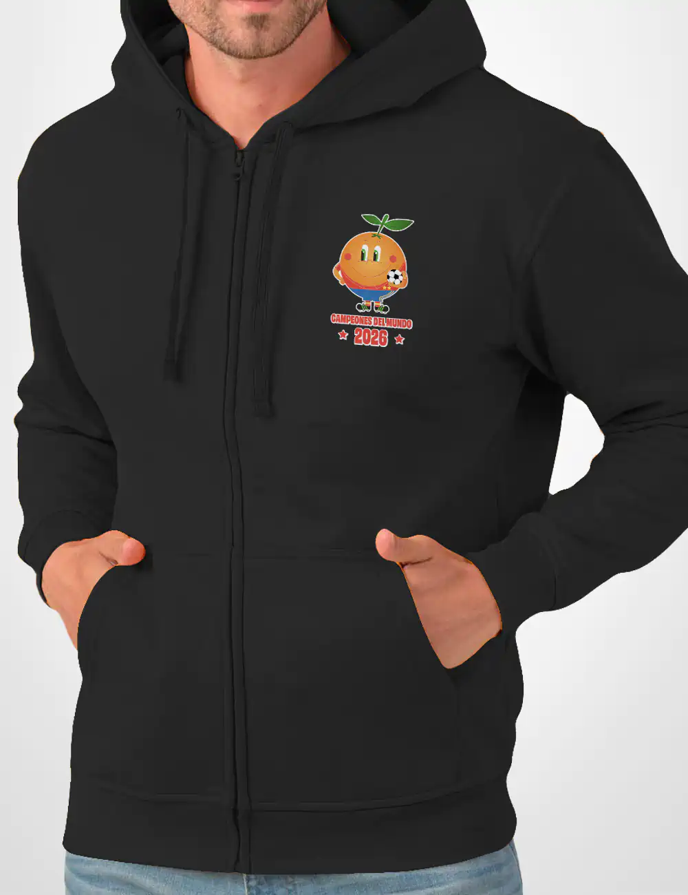 626 NARANJITO 2 ESTRELLAS SUDADERA CREMALLERA NEGRO FRONT A